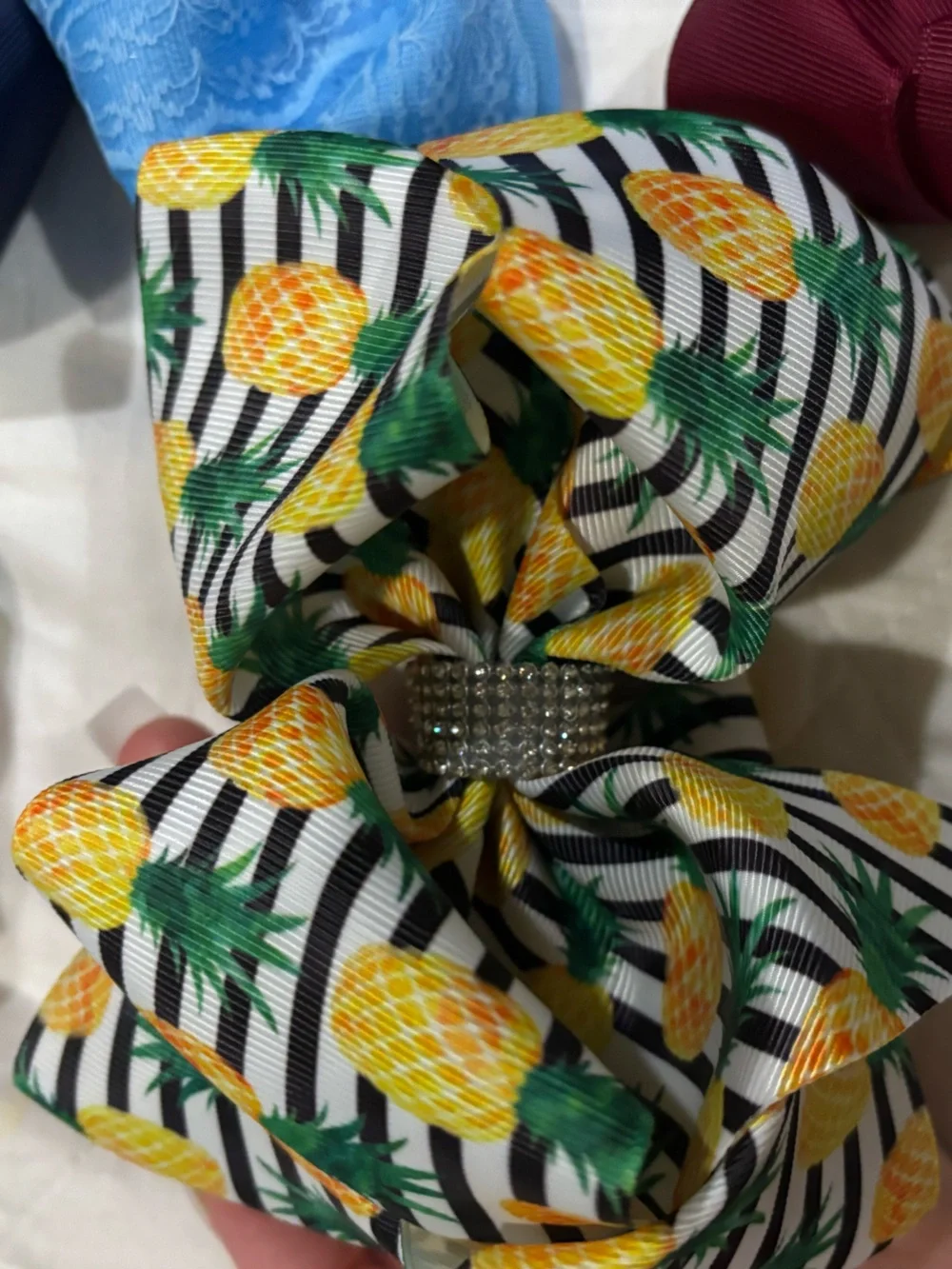 Kids Pineapple Print Hair Bow - Yellow & Black